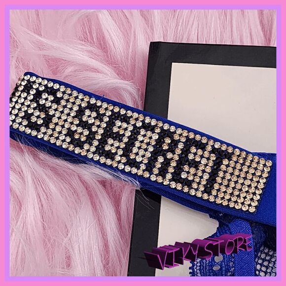 NWT 💖 Sparkling Rhinestones on Victoria's Secret Blue Bikini - Medium 💖 NWT - Picture 2 of 6